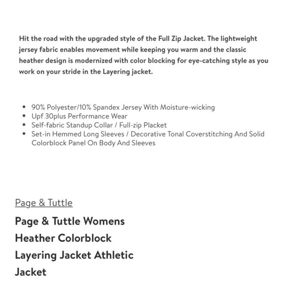 Page & Tuttle Women Size M Black Heather Colorblock Layering Jacket Athletic NWT - Picture 2 of 7